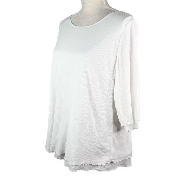 Soft Surroundings Siesta Key Tunic White Large Gauze Layered - Picture 3 of 13
